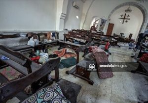 تصاویری از حملات هوایی صهیونیست ها به یک کلیسا در غزه