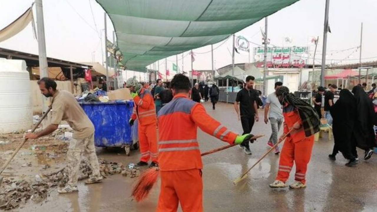 استقرار ۱۵۰ نیروی خدمات شهری برای پاکسازی و خدمات اربعین در شلمچه