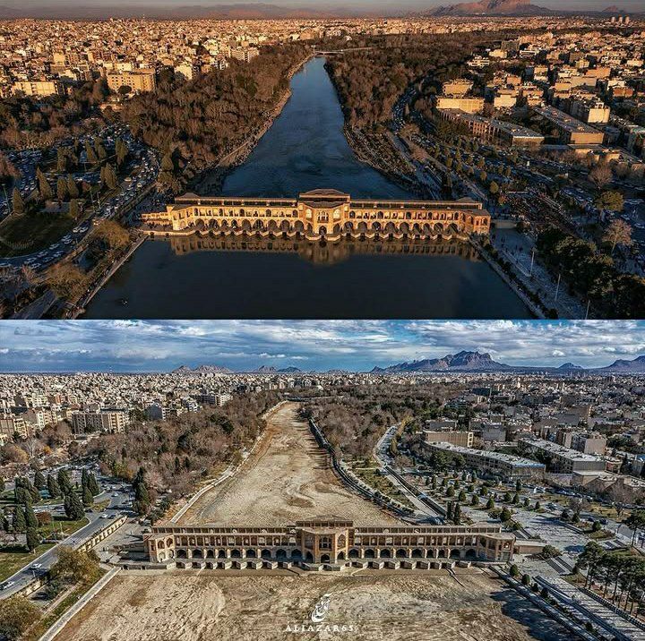 تصویر تکاندهنده از زایندهرود در گذر زمان