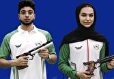 کسب نشان نقره تپانچه ۱۰ متر میکس نوجوانان ایران در آسیا