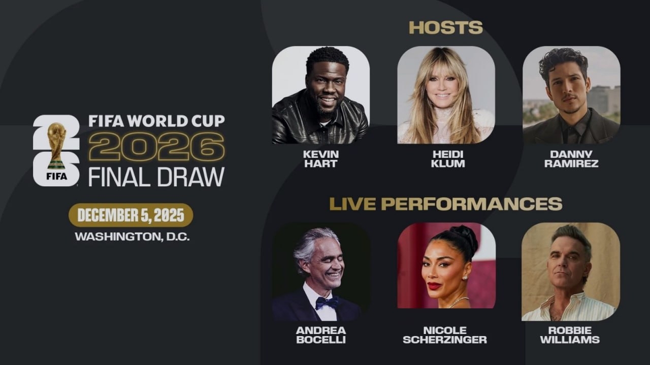 ۶ هنرمند، مجریان قرعهکشی جام جهانی شدند