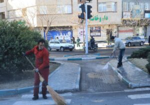 زدودن غبار از سیمای محور شهیدان بهرامی در منطقه ۱۸