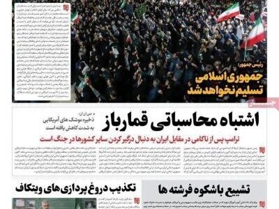 صفحه نخست روزنامهها – چهارشنبه ۱۳ اسفند